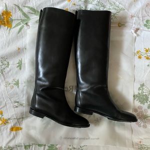 Gucci Black Leather Knee High Riding Boots - 7